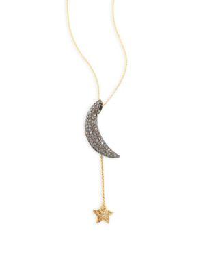 Nina Gilin Diamond & 14k Yellow Gold Lariat Necklace
