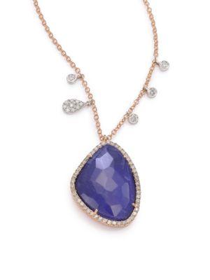 Meira T Sodalite, Diamond & 14k Rose Gold Pendant Necklace