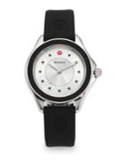 Michele Watches Cape Black Topaz, Stainless Steel & Silicone Strap Watch/black