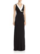 David Meister Sleeveless Gown With Draped Bodice