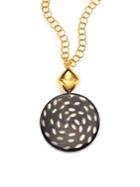 Nest Spotted Horn Disc Long Pendant Necklace