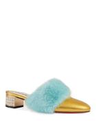 Gucci Leather Slides With Mink Fur