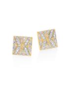 John Hardy Modern Chain Diamond & 18k Yellow Gold Stud Earrings