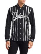 Balmain Logo Baseball Button-down Shirt