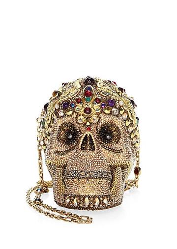 Judith Leiber Couture Sanctus Swarovski Crystal Skull Statement Shoulder Bag