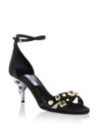 Prada Jeweled Satin Ankle-strap Sandals