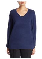 Saks Fifth Avenue, Plus Size Plus V-neck Cashmere Knitted Sweater