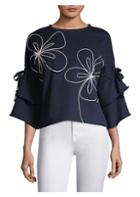 Parker Omara Embroidered Bell-sleeve Pullover