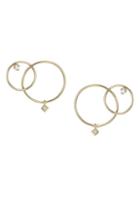 Zoe Chicco Paris 14k Yellow Gold & Diamond Mixed Interlocking Circle Stud Earrings