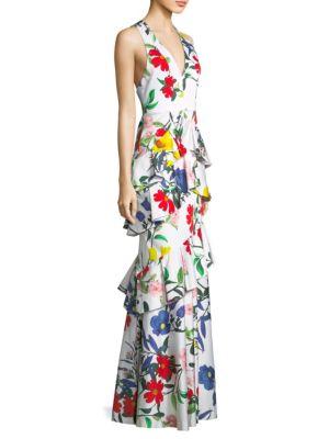 Alice + Olivia Gowns Flossie Ruffle Tiered Gown