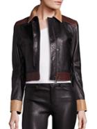 Helmut Lang Colorblock Cropped Leather Jacket