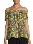 Red Valentino Floral-print Off-the-shoulder Blouse