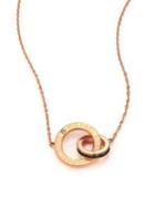 Michael Kors Heritage Logo Pave Double-ring Pendant Necklace/rose Goldtone