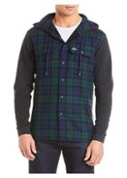 Lacoste Plaid Button-down Hooded Sweatshirt