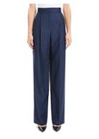 Theory Wool High-rise Stripe Pleated Trousers