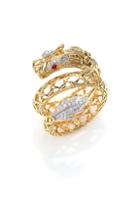 John Hardy Naga Diamond, Ruby & 18k Yellow Gold Dragon Coil Ring