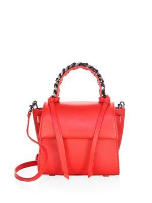 Elena Ghisellini Flap Mini Leather Top Handle Bag