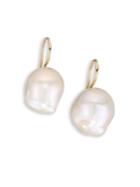 Mizuki Small 10mm White Baroque Freshwater Pearl & 14k Yellow Gold Earrings