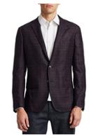 Saks Fifth Avenue Collection Textured Wool, Silk & Cashmere Plaid Sportcoat