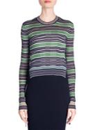 Fendi Rib Knit Striped Crop Pullover
