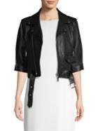Escada Sport Lailly Cropped Leather Moto Jacket