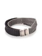  Sterling Silver & Braided Leather Wrap Bracelet