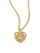 Gucci 18k Yellow Gold Bee Heart Pendant Necklace
