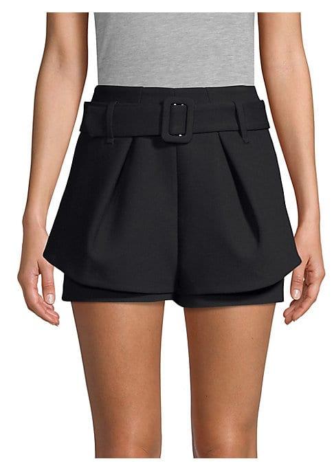 Maje Tiered Ruffled Belted Shorts