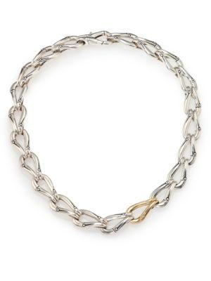 John Hardy Bamboo Sterling Silver & 18k Yellow Gold Link Necklace
