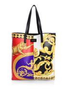 Versace North/south Print Leather Tote Duo