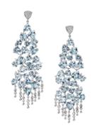 Hueb Diamond, Aquamarine & 18k White Gold Chandelier Earrings