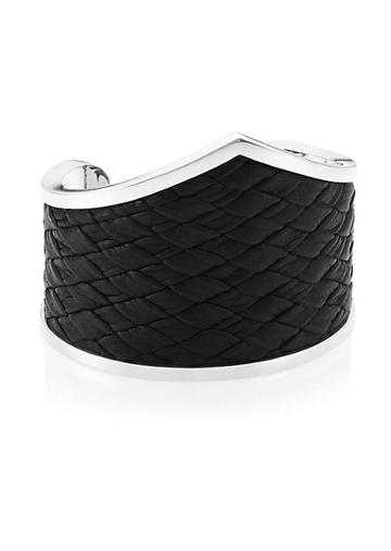 King Baby Studio Armor Sterling Silver & Woven Leather Cuff