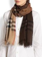 Burberry Ombre Giant Check Wool & Silk Scarf