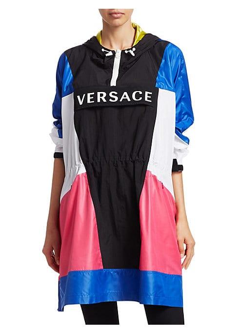 Versace Long-sleeve Logo Colorblock Poncho