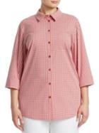 Lafayette 148 New York, Plus Size Paget Gingham Button-down