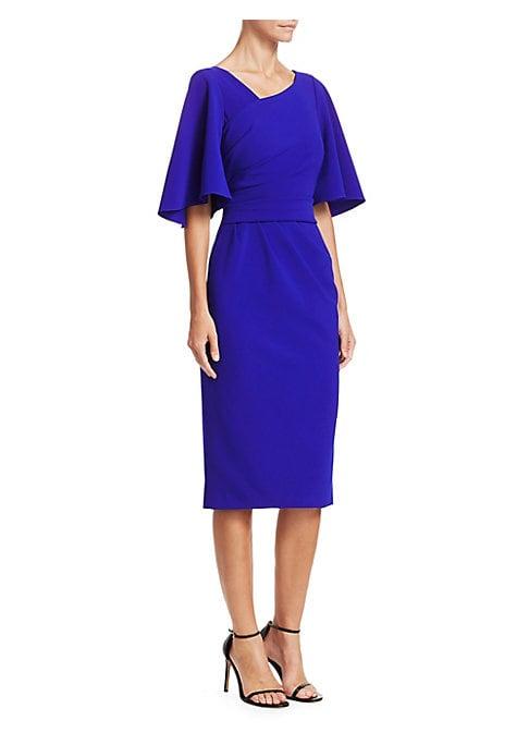 Theia Crepe Flutter-sleeve Cocktail Dress