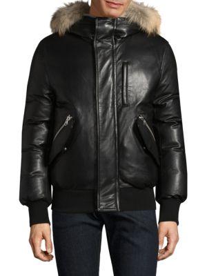 Mackage Gable-s Fur-trim Leather Bomber Jacket