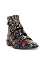 Givenchy Elegant Line Leather Floral-print Booties