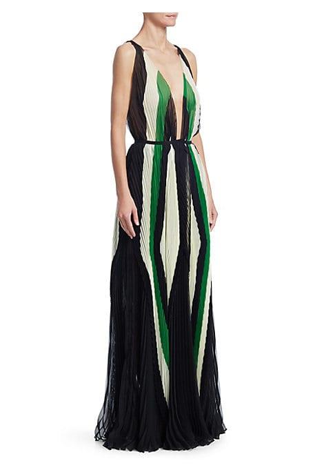 Tre By Natalie Ratabesi Art Deco Pleated Gown