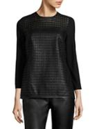 Escada Linda Leather-front Jersey Top