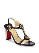 Christian Louboutin Kaleitop Embellished Leather & Suede T-strap Sandals