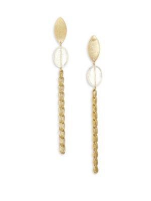 Stephanie Kantis Rose Quartz & Brushed 18k Gold Plated Drop Earrings