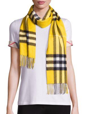 Burberry Yellow Giant Check Cashmere Scarf