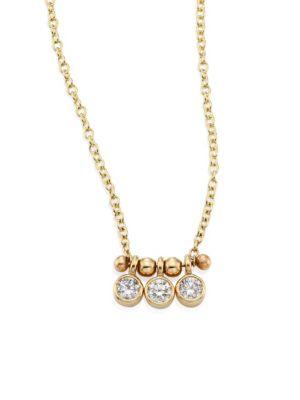Zoe Chicco Trio Diamond & 14k Yellow Gold Pendant Necklace