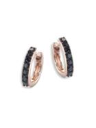 Astley Clarke Mini Halo Black Diamond & 14k Rose Gold Hoop Earrings