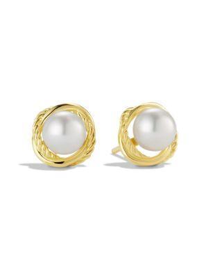 David Yurman Infinity Earrings With Pearls In Gold