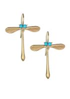 Annette Ferdinandsen Sleeping Beauty Turquoise, Crystal & 14k Yellow Gold Dragonfly Earrings