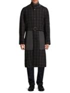Salvatore Ferragamo Plaid Wool Belted Long Coat