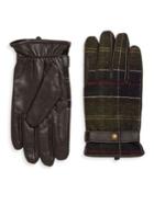 Barbour Plaid Snap Leather Gloves