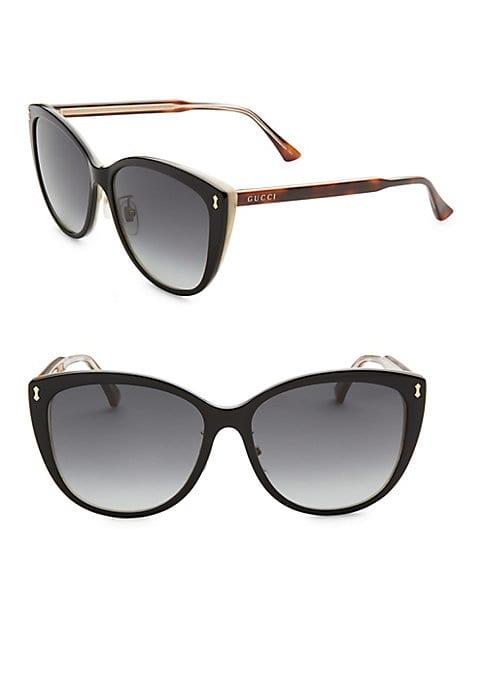 Gucci 58mm Horn Oversized Cat Eye Sunglasses